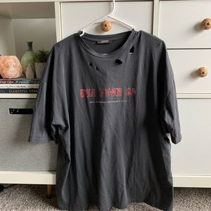 ZARA graphic distressed tee